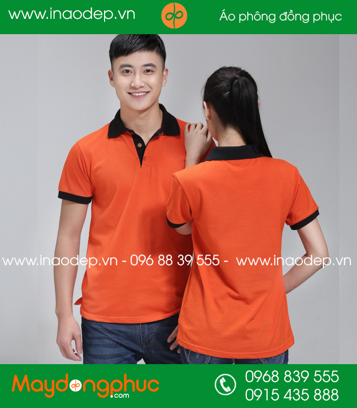 Áo phông màu Cam phối Đen